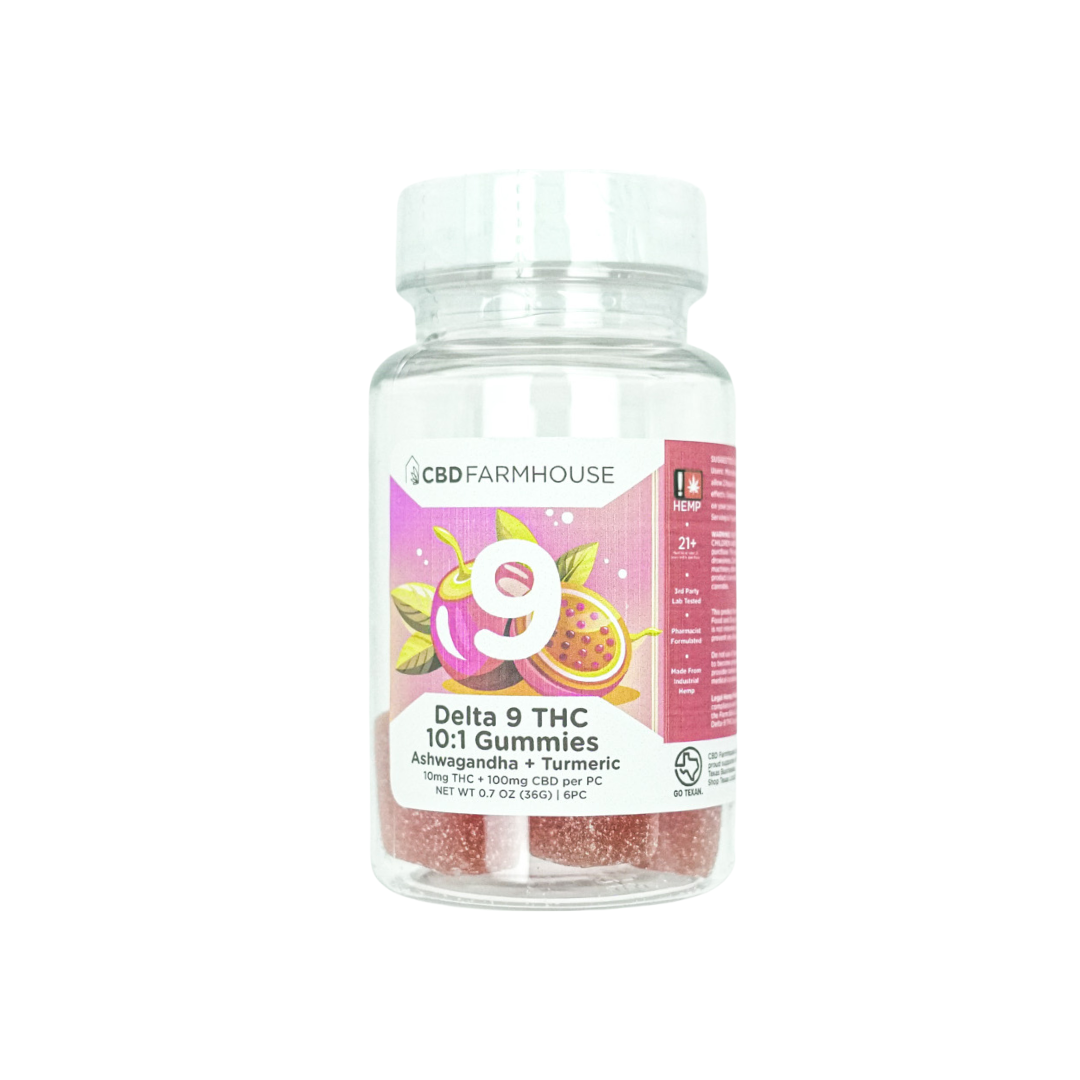 CBD Farmhouse - Delta 9 THC 10:1+ (Ashwagandha + Turmeric x Lemon Ginger) - Passionfruit / 6PC